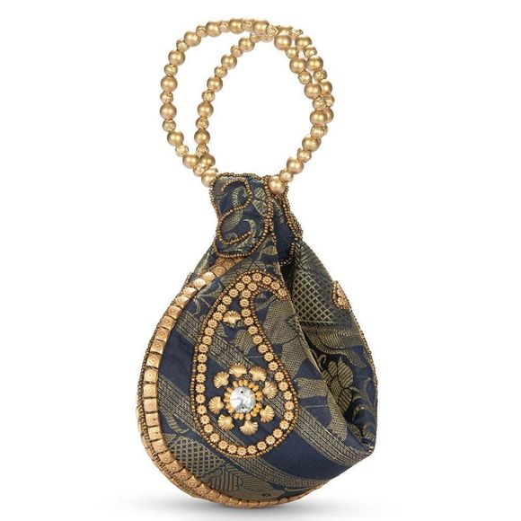 Potli Fortune Cookie Bag Beaded Elephant Navy - Picture 2 of 5